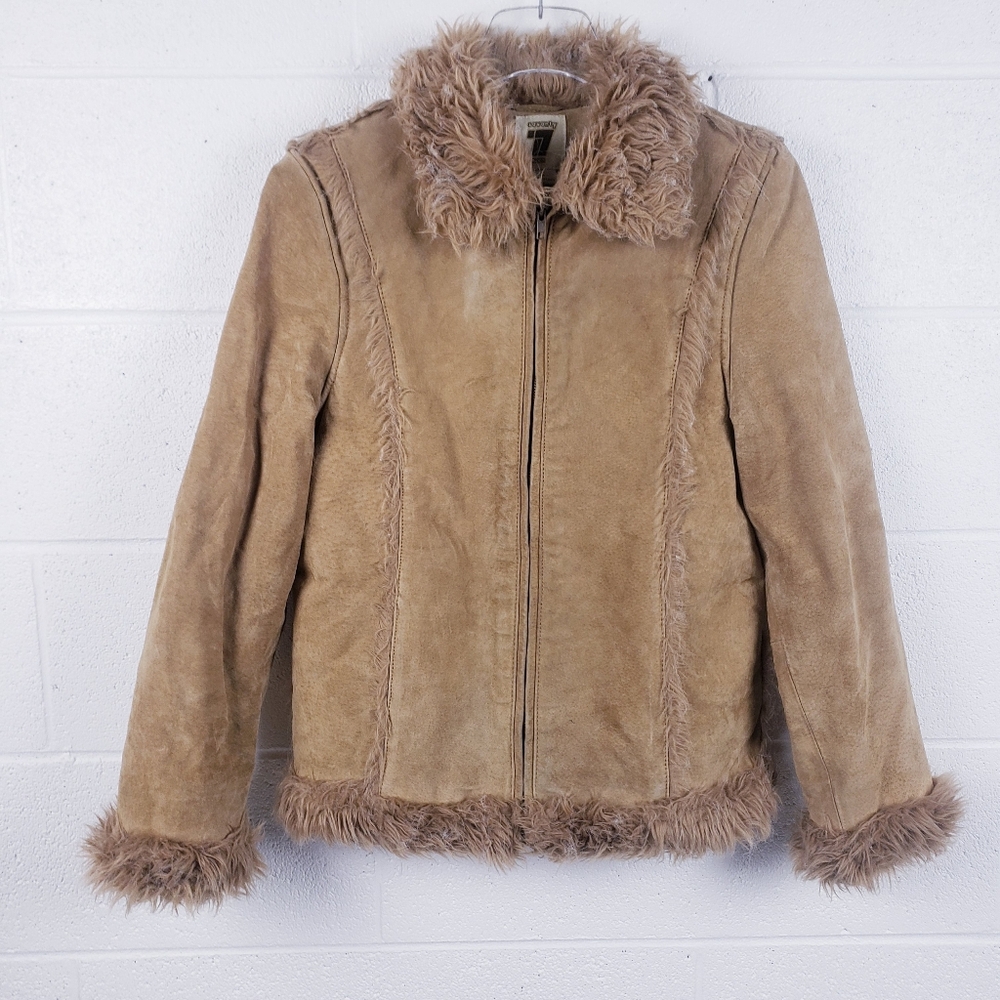 Vintage‎ Seventy Seven Leather Penny Lane Full Zip Jacket Tan Women's Size Large